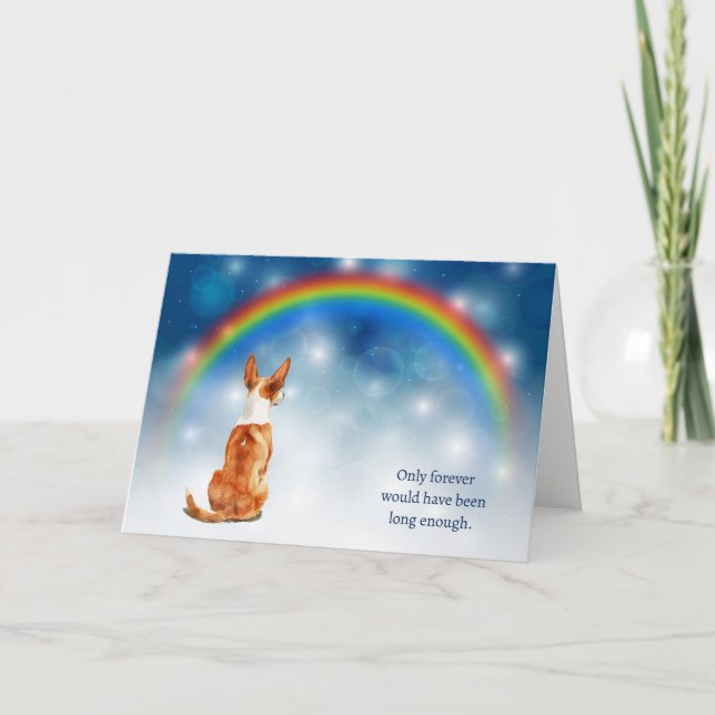 Loss of Basenji Dog Night Rainbow Sympathy Holiday Card (Front)