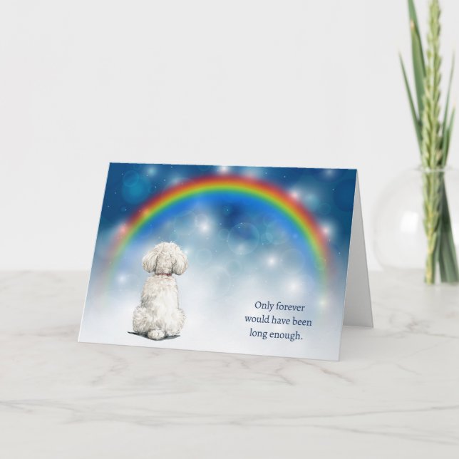 Loss of Bichon Frise Dog Night Lights Sympathy Holiday Card (Front)