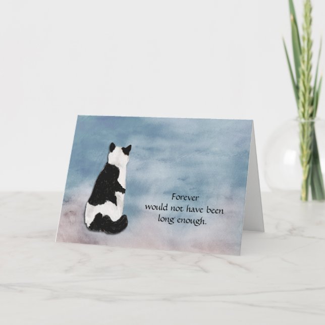 Loss of Black and White Cat Sympathy Card (Front)