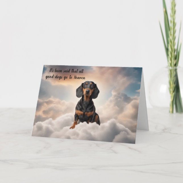 Loss of Black Tan Dachshund Dog Heaven Sympathy Holiday Card (Front)