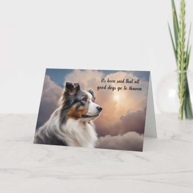 Loss of Blue Merle Australian Shepherd Sympathy Holiday Card (Front)