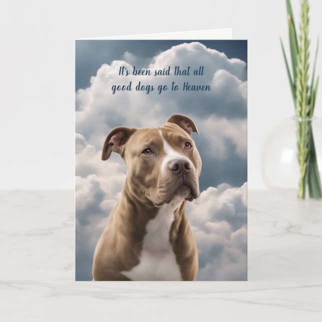 Loss of Brown Pitbull Dog Heaven Sympathy Card (Front)
