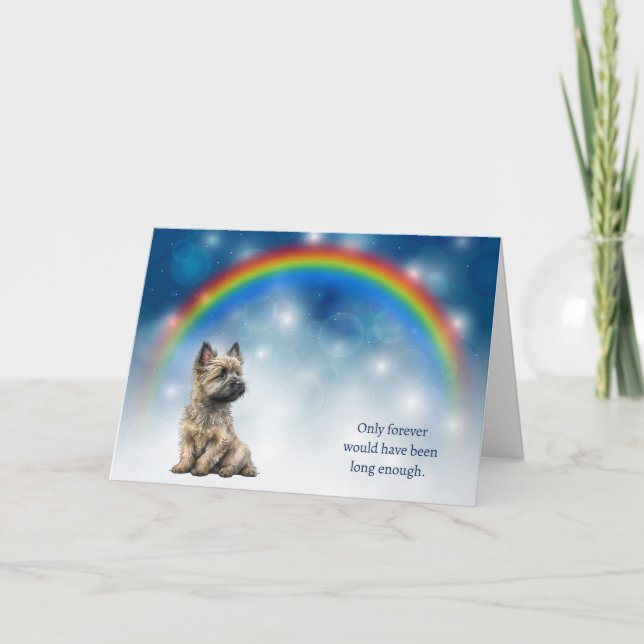 Loss of Cairn Terrier Dog Night Rainbow Sympathy Holiday Card (Front)