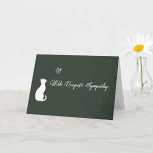 Loss of Cat Deep Green With Deepest Sympathy Card