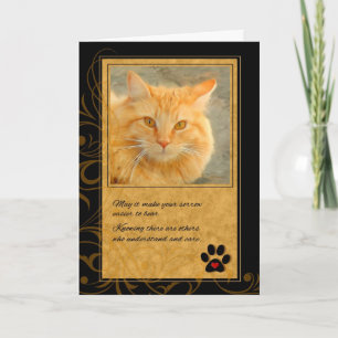 Loss of Cat Orange Tabby and Gold Pet Sympathy Card