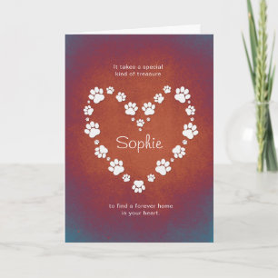 Loss of Dog / Cat Pawprint Heart Rainbow Sympathy Card