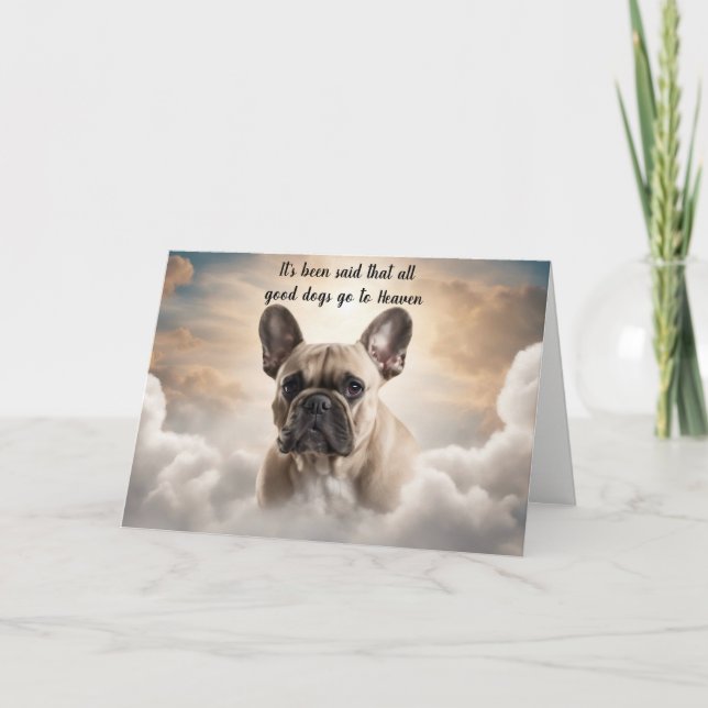 Loss of French Bulldog Heaven Sympathy Holiday Card (Front)