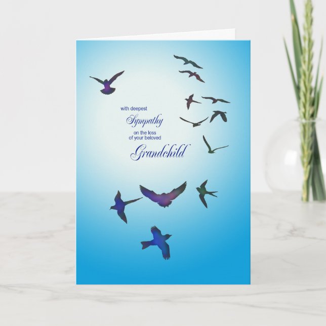 Loss of grandchild, sympathy card, flying birds card (Front)