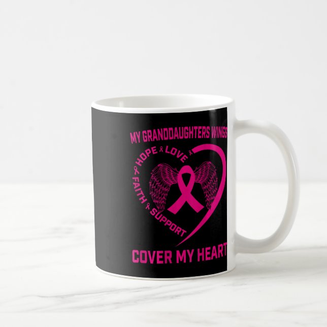 Loss Of Granddaughter Breast Cancer Heart Wings Ck Coffee Mug (Right)