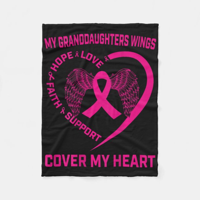 Loss Of Granddaughter Breast Cancer Heart Wings Ck Fleece Blanket (Front)