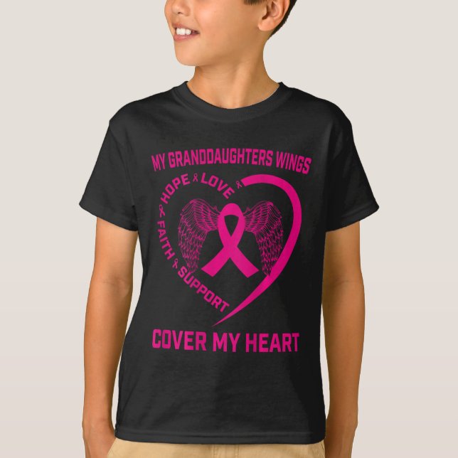 Loss Of Granddaughter Breast Cancer Heart Wings Ck T-Shirt (Front)