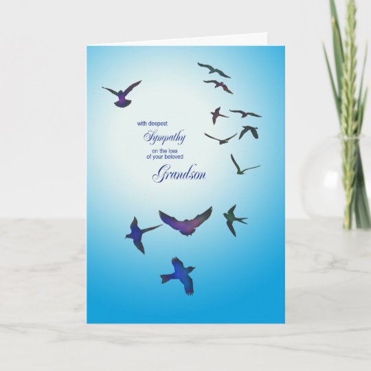 Loss of grandson, sympathy card, flying birds card Zazzle.co.uk