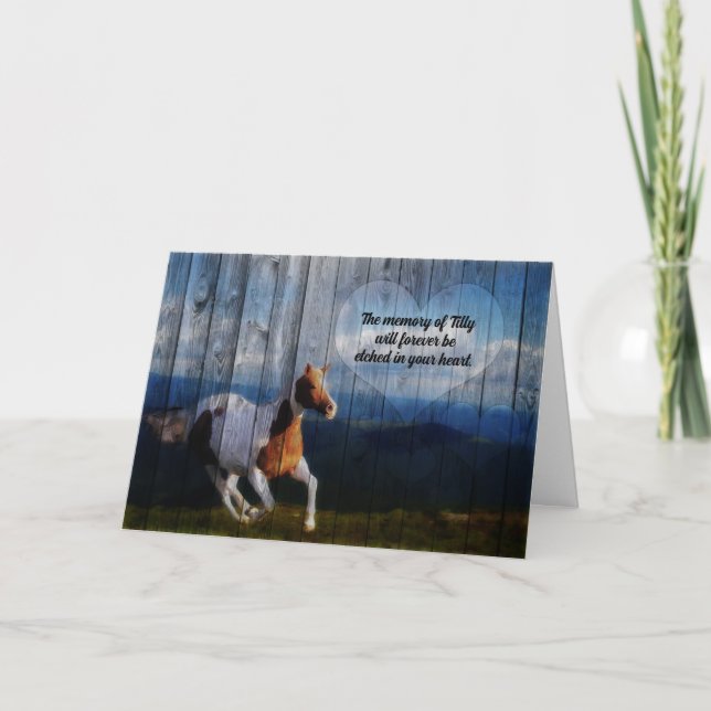 Loss of Horse Western Theme Add Name Pet Sympathy Card (Front)