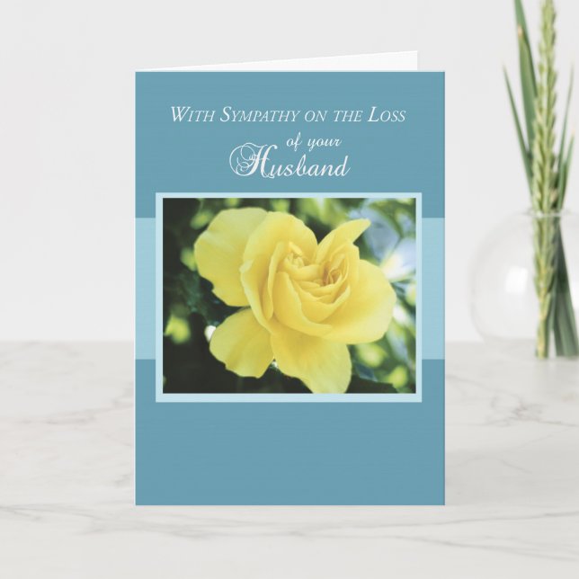 Loss of Husband with Yellow Rose, Sympathy Card (Front)
