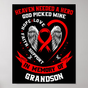 Loss Of Loved One Grandson Heart Disease Awareness Poster