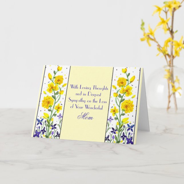 Loss of Mum Yellow Purple Flowers Sympathy Card (Yellow Flower)