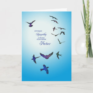 Loss of partner, sympathy card, flying birds card