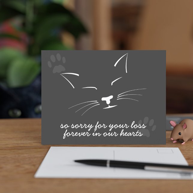Loss of Pet Cat Forever in our Hearts Sympathy Postcard (So sorry for your loss)