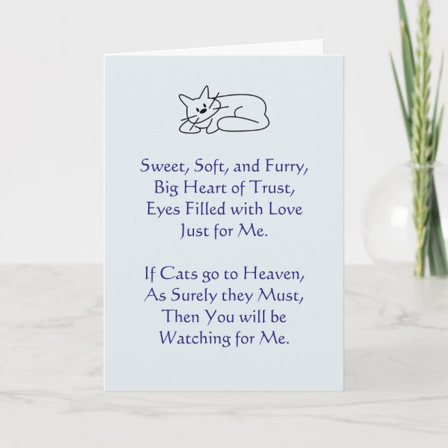 Loss of Pet Cat Sympathy Card (Front)