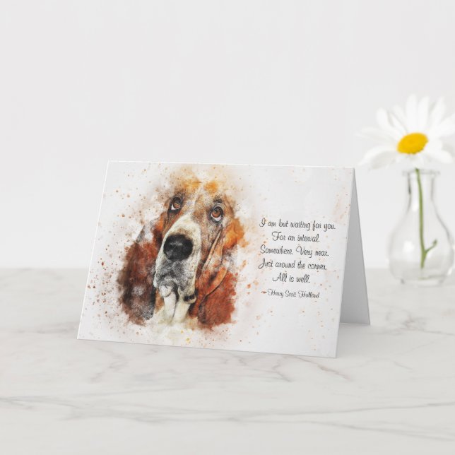 Loss of Pet Dog (Basset Hound) Custom Sympathy  Card (Small Plant)
