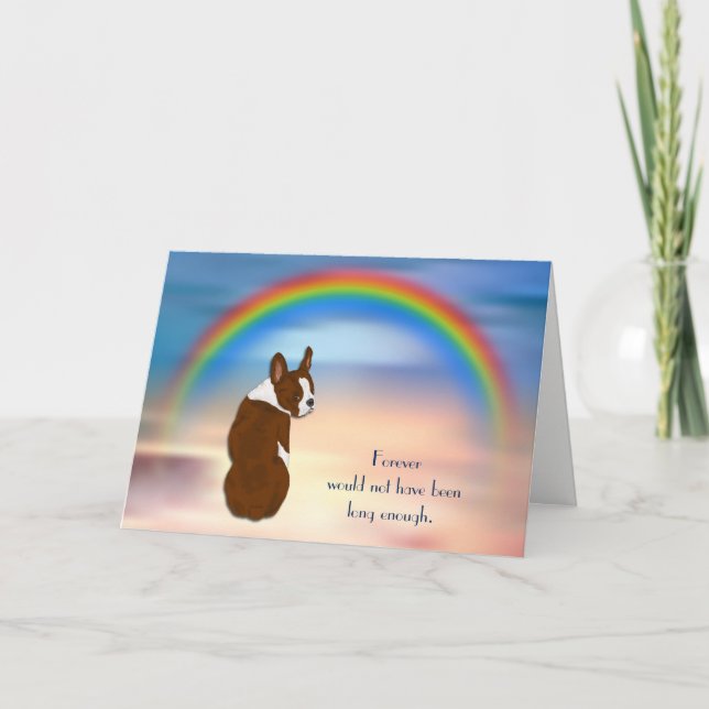 Loss of Red Boston Terrier Rainbow Sympathy Card (Front)