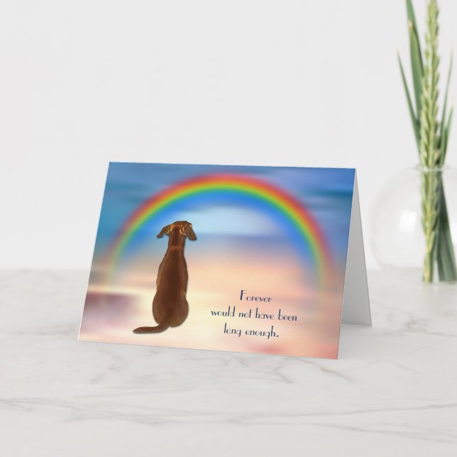 Loss of Red Dachshund Rainbow Sympathy Card (Front)