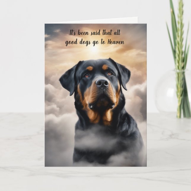 Loss of Rottweiler Dog Heaven Sympathy Holiday Card (Front)