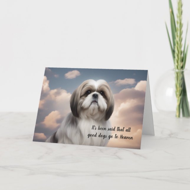 Loss of Shih Tzu Dog Heaven Sympathy Holiday Card (Front)