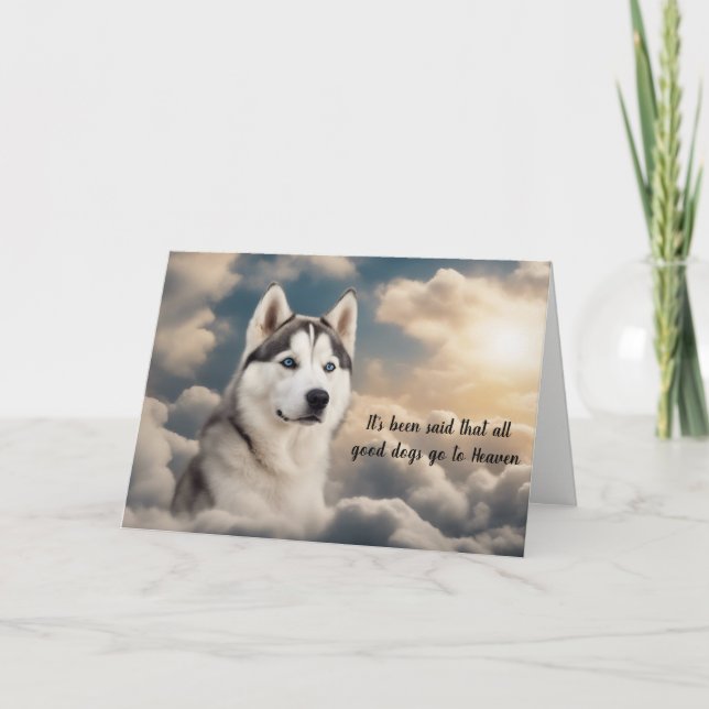 Loss of Siberian Husky Dog Heaven Sympathy Holiday Card (Front)