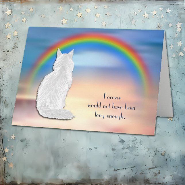 Loss of White Cat Rainbow Sympathy Card (Creator Uploaded)