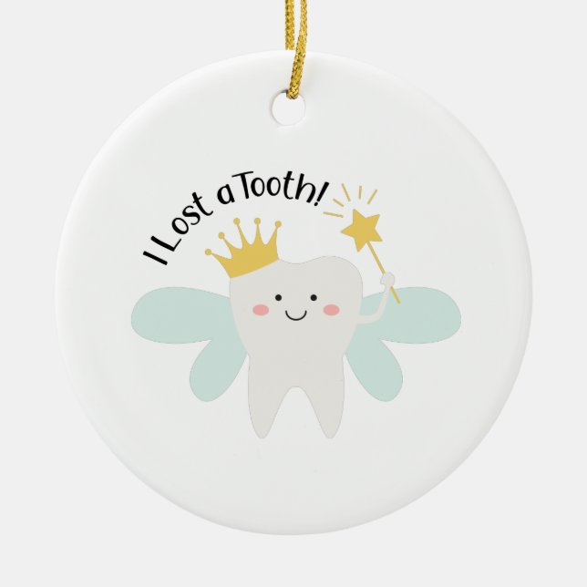 Lost A tooth Ceramic Tree Decoration (Front)