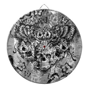 Lost and found, floral owl with sugar skull dartboard