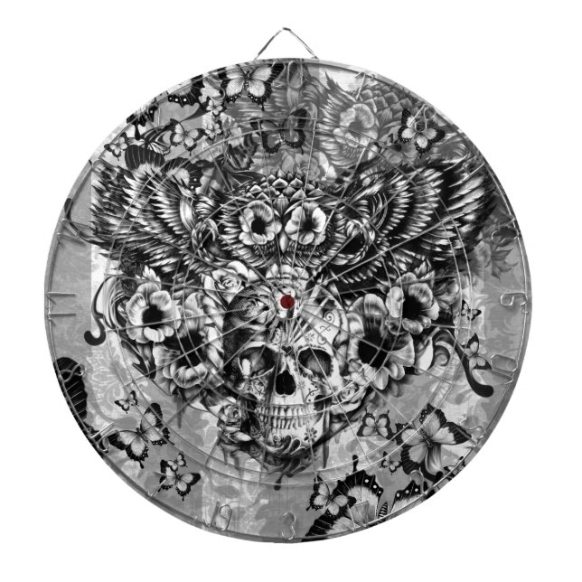 Lost and found, floral owl with sugar skull dartboard (Front)