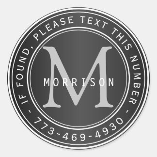 Lost and Found Monogram in Black Classic Round Sticker