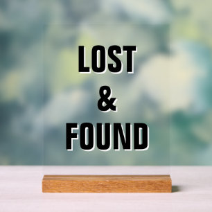 Lost and found tabletop sign for desk or counter