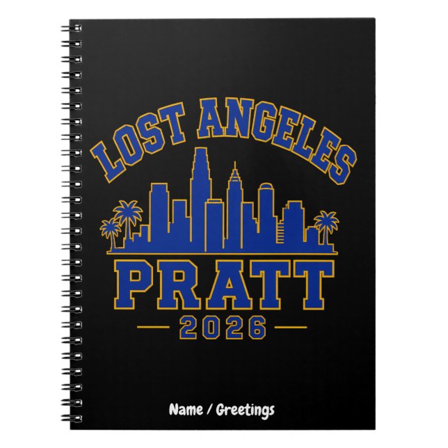 Lost Angeles Pratt 2026 Skyline Varsity Retro Blue Notebook (Front)
