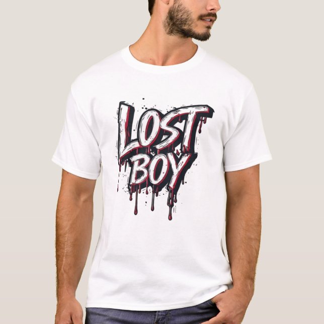 Lost Boy Dripping Graffiti Typography Graphic - Ed T-Shirt (Front)