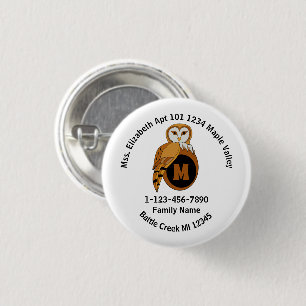 Lost British Barn Owl Family Home Address 3 Cm Round Badge