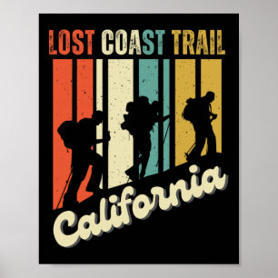 Lost Coast Trail California Hiking Retro Mountain  Poster