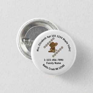 Lost Cowboy Boot and Hat Family Home Address  3 Cm Round Badge