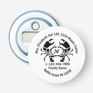 Lost Crab Monogram Family Home Address Bottle Opener