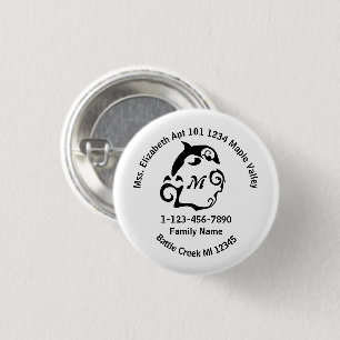 Lost Dolphin Swimming Family Home Address 3 Cm Round Badge