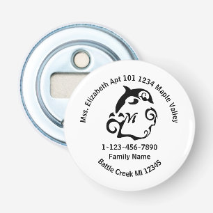 Lost Dolphin Swimming Family Home Address Bottle Opener