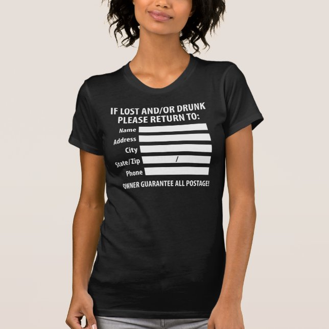 Lost/Drunk Return Label T-Shirt (Front)