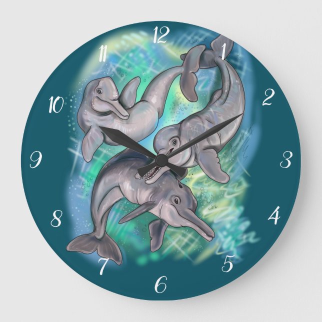 Lost Echos Baiji River Dolphin Large Clock (Front)