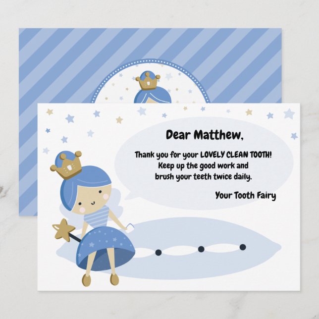 Lost First Tooth Card. Tooth Fairy Visit Note. Hol Holiday Card (Front/Back)
