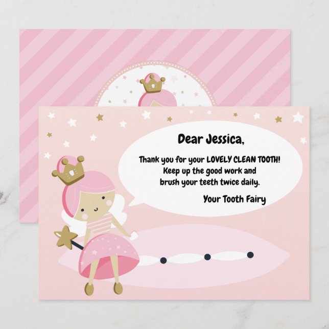 Lost First Tooth Card. Tooth Fairy Visit Note. Holiday Card (Front/Back)