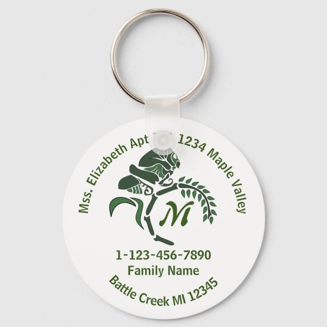 Lost Hooded Grasshopper Family Home Address Key Ring (Front)