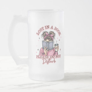 Lost In a Book.... Frosted Glass Beer Mug