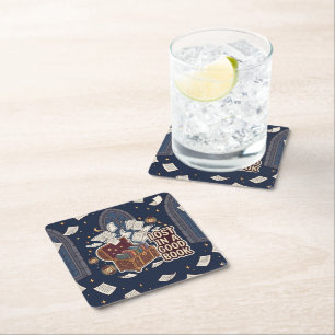 Lost In A Good Book Square Paper Coaster